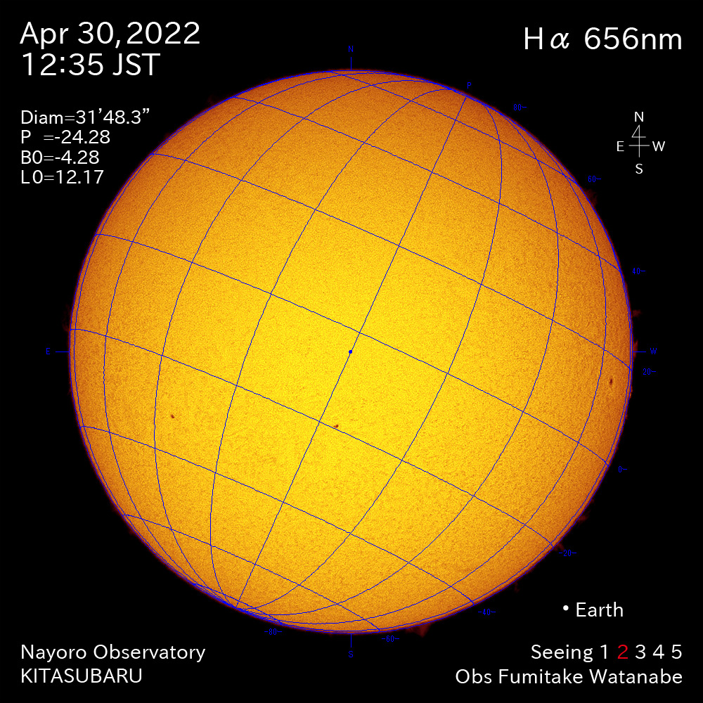 2022年4月30日Ha波長の太陽