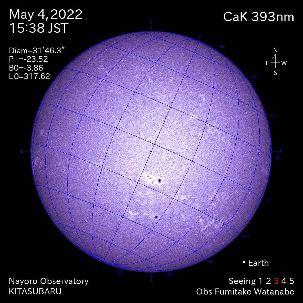 2022年5月4日CaK波長の太陽