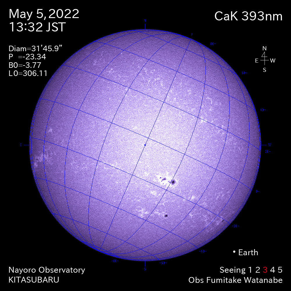 2022年5月5日CaK波長の太陽