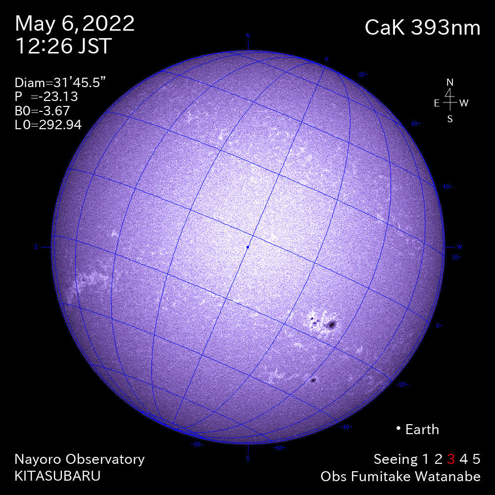 2022年5月6日CaK波長の太陽