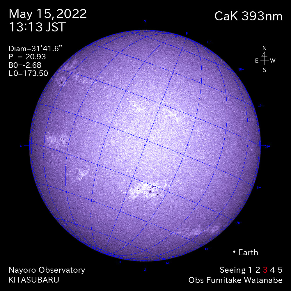 2022年5月15日CaK波長の太陽