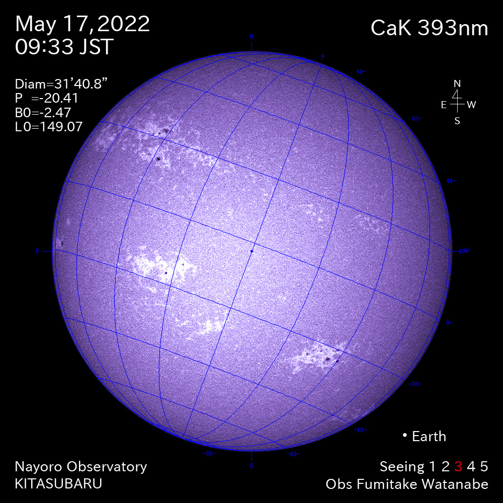 2022年5月17日CaK波長の太陽