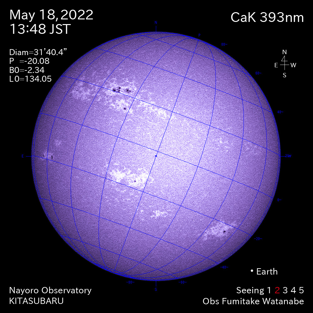 2022年5月18日CaK波長の太陽