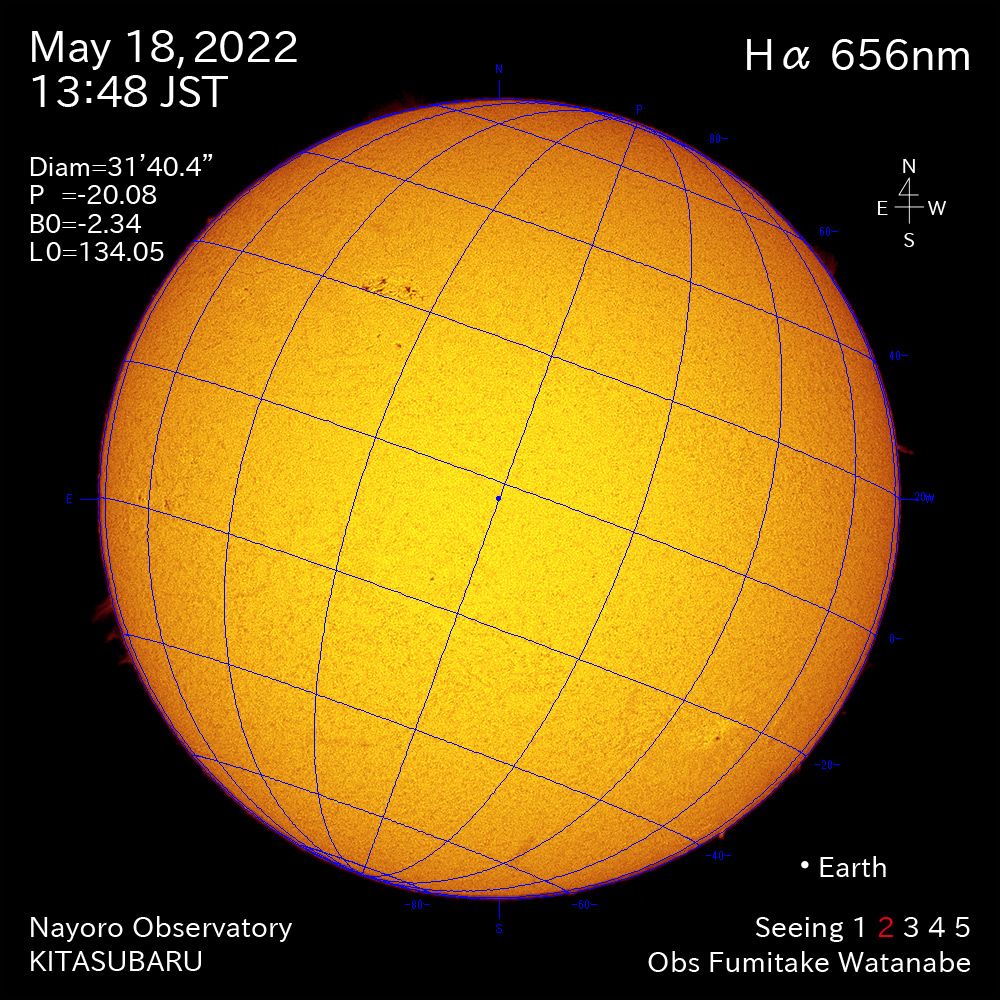 2022年5月18日Ha波長の太陽