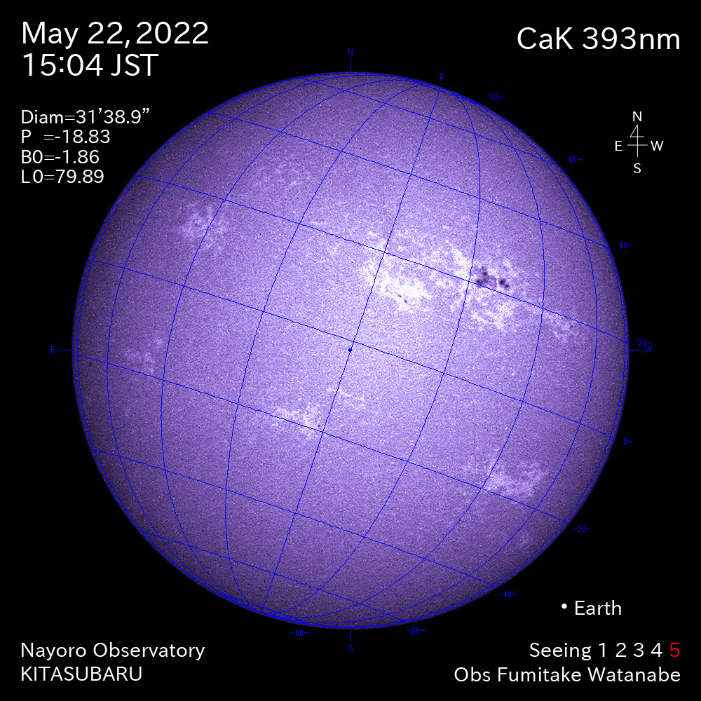 2022年5月22日CaK波長の太陽
