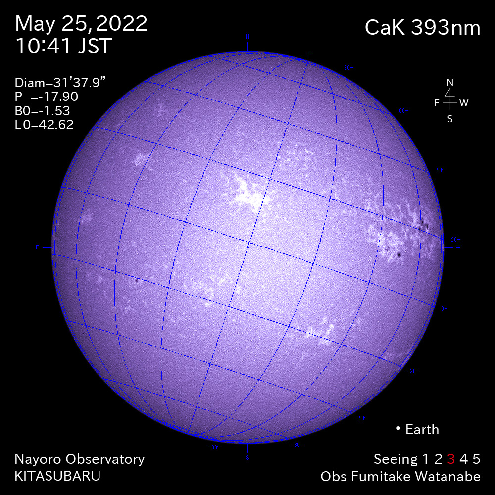 2022年5月25日CaK波長の太陽