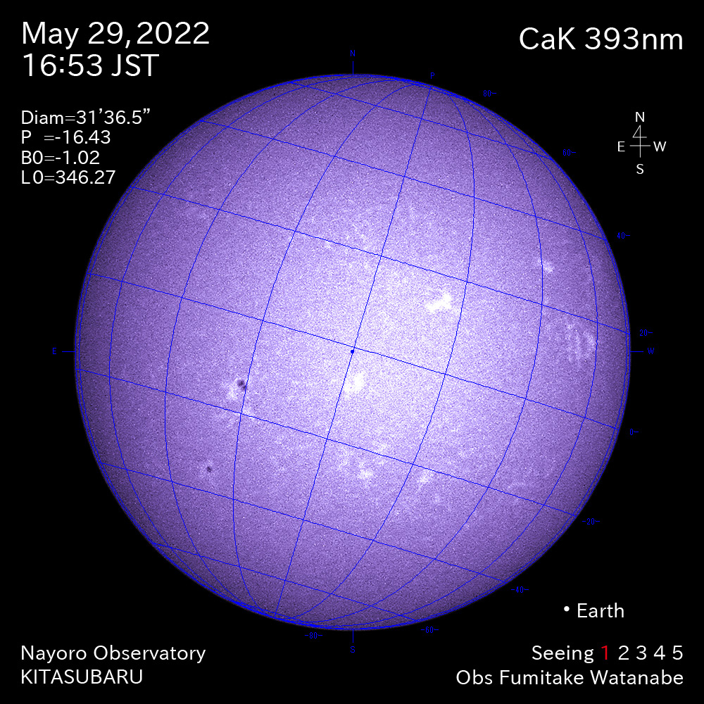 2022年5月29日CaK波長の太陽