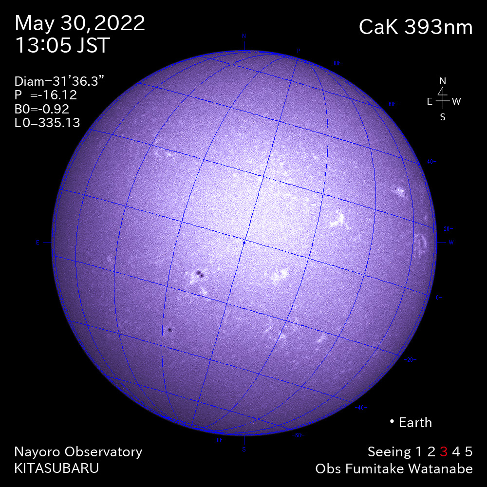 2022年5月30日CaK波長の太陽