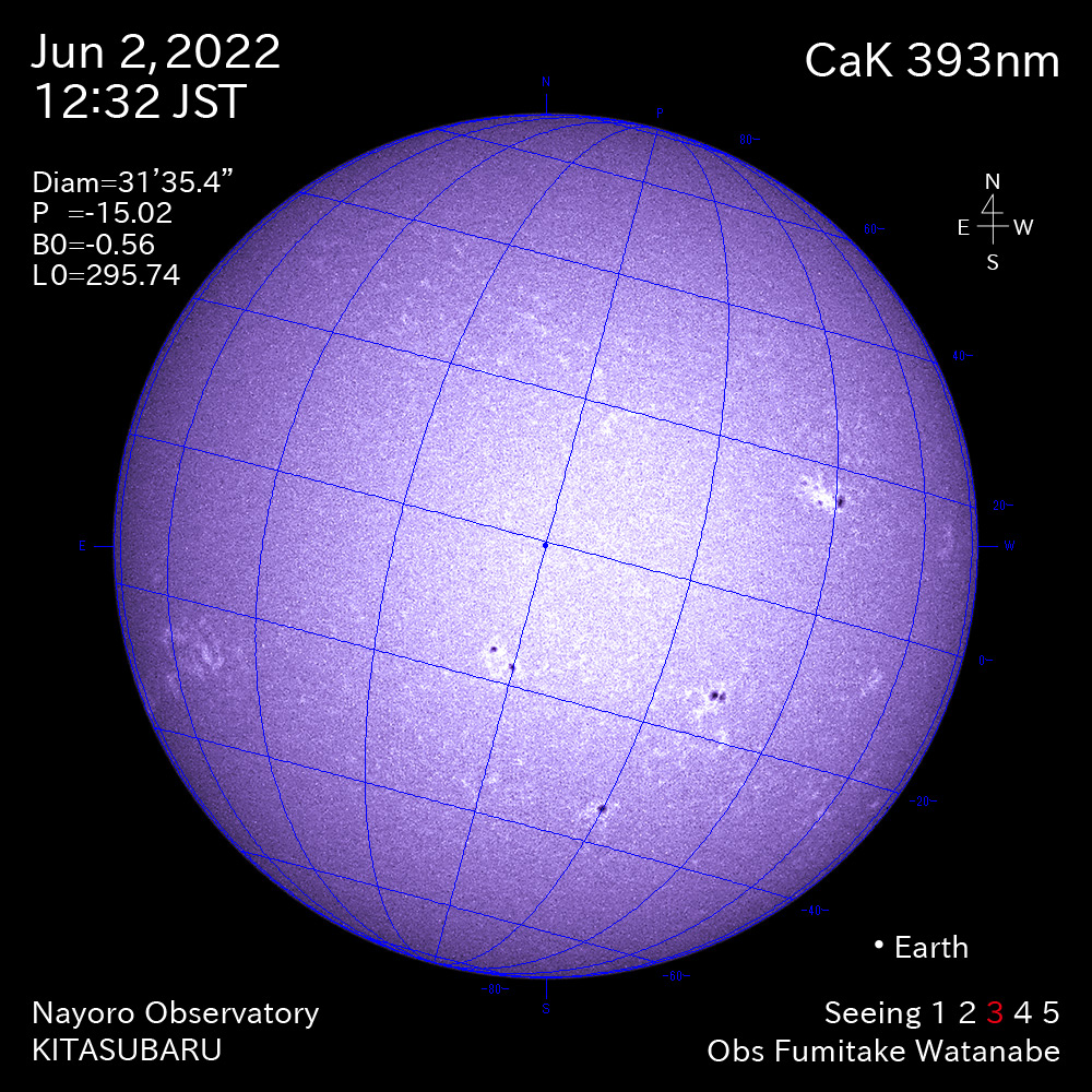 2022年6月2日CaK波長の太陽