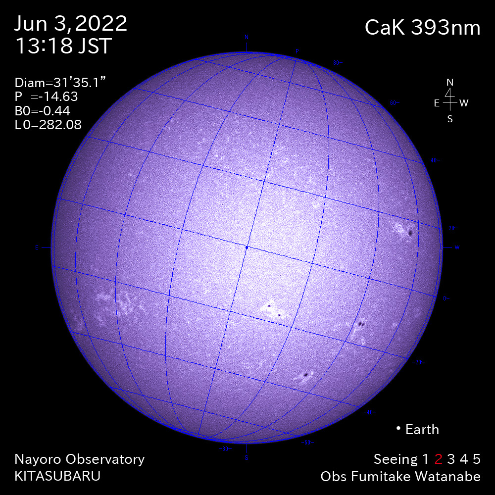 2022年6月3日CaK波長の太陽