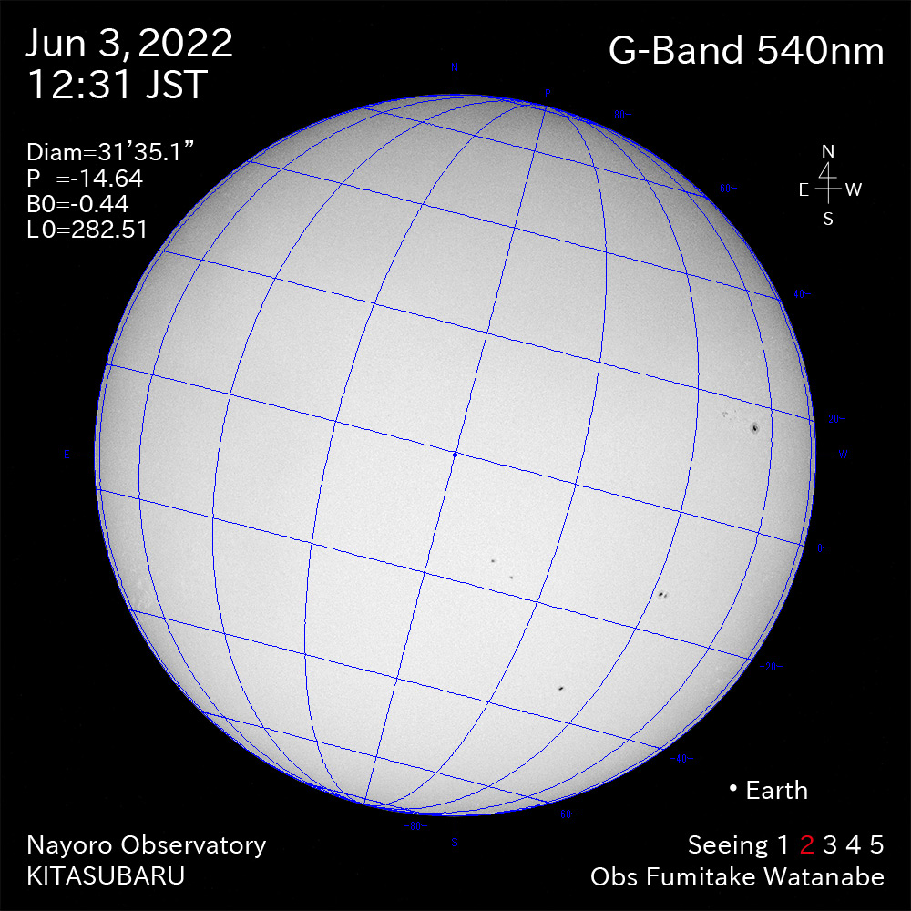 2022年6月3日540nm波長の太陽