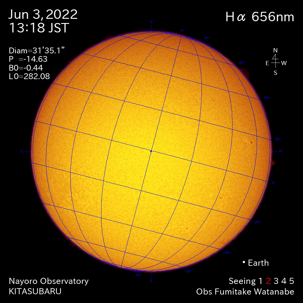 2022年6月3日Ha波長の太陽