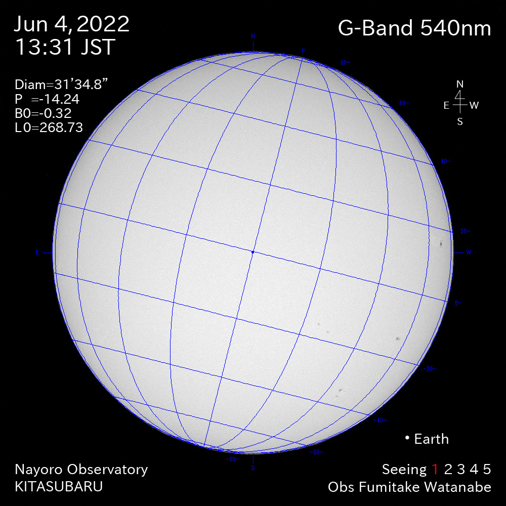 2022年6月4日540nm波長の太陽