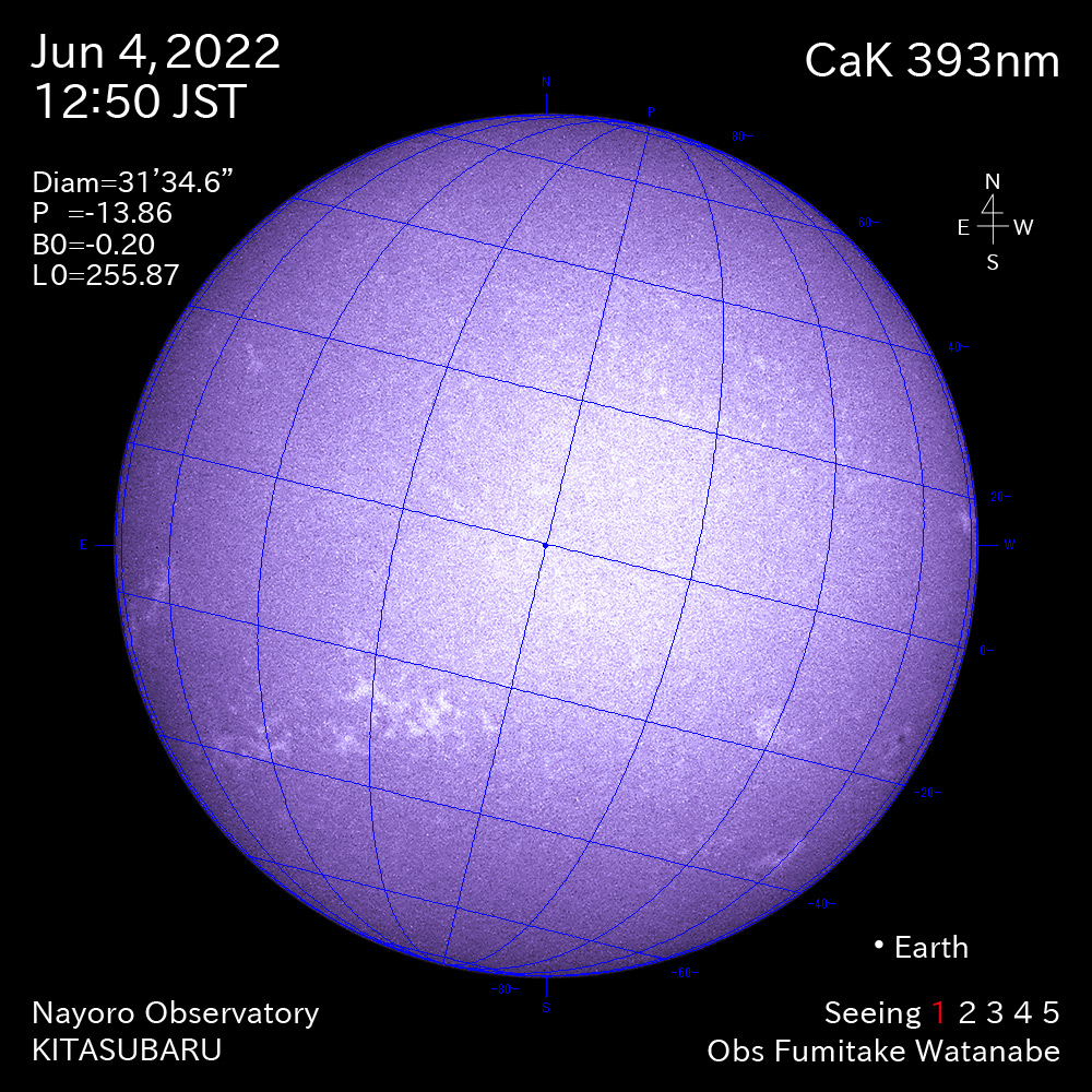 2022年6月5日CaK波長の太陽