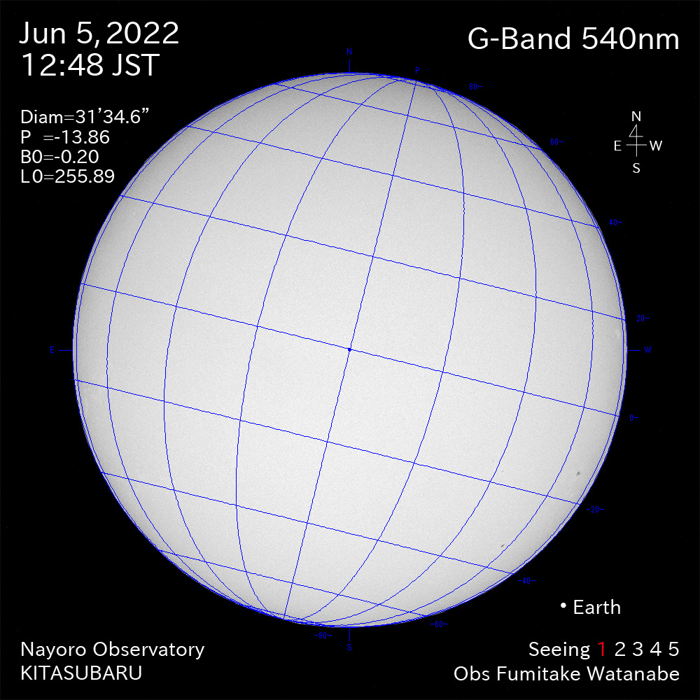 2022年6月5日540nm波長の太陽