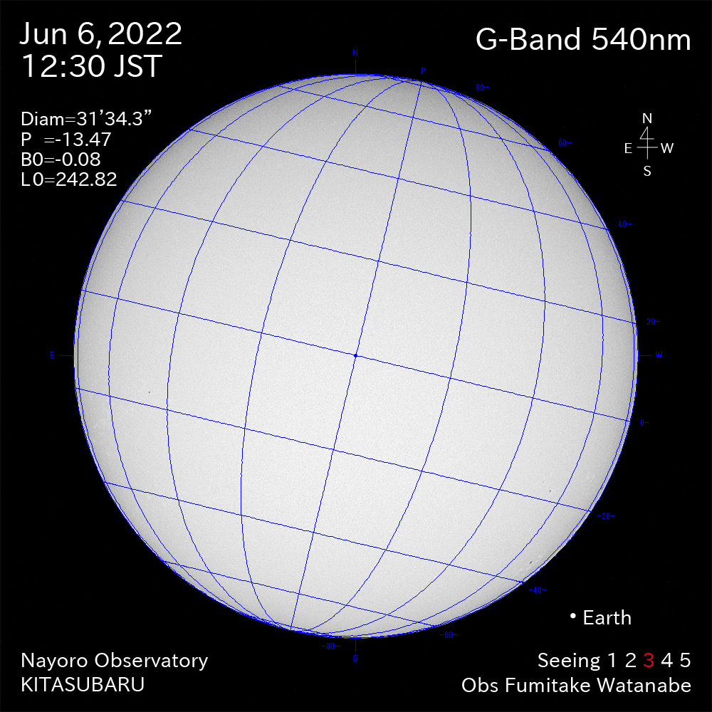 2022年6月6日540nm波長の太陽