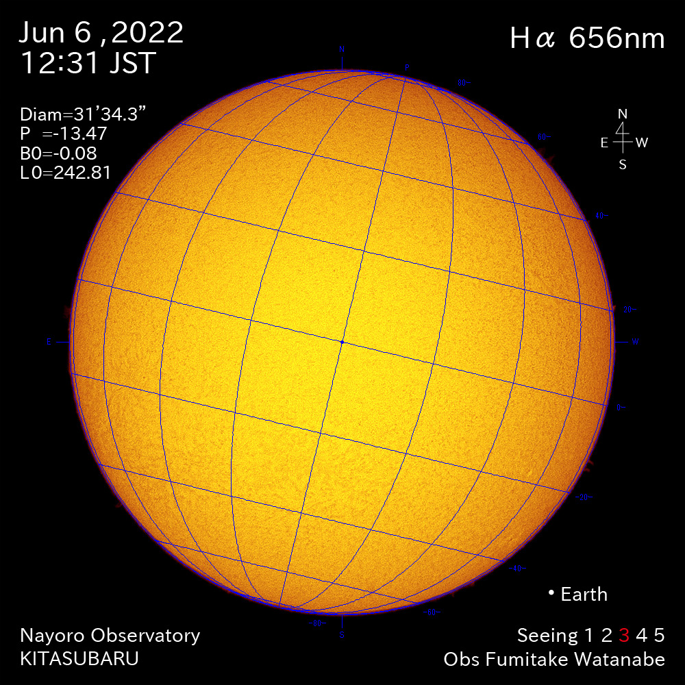 2022年6月6日Ha波長の太陽