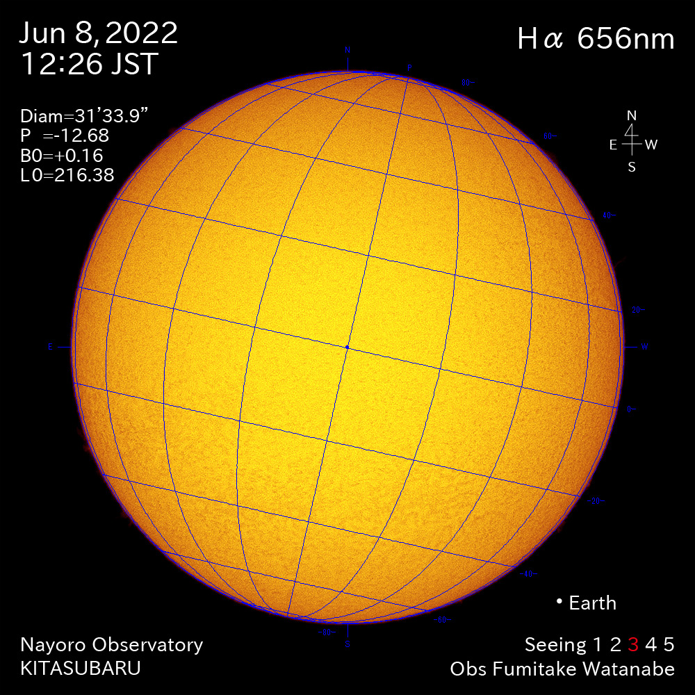 2022年6月8日Ha波長の太陽