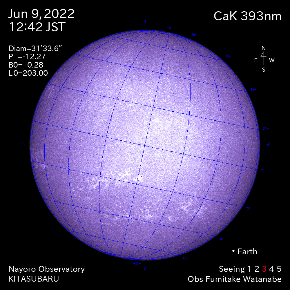 2022年6月9日CaK波長の太陽