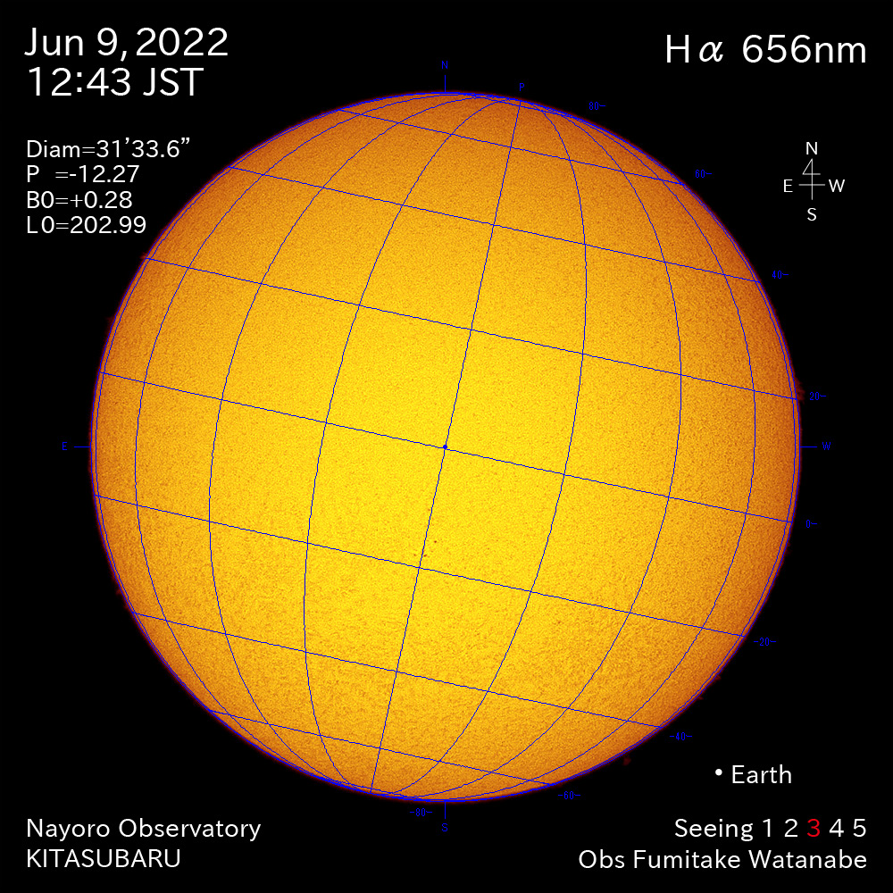 2022年6月9日Ha波長の太陽
