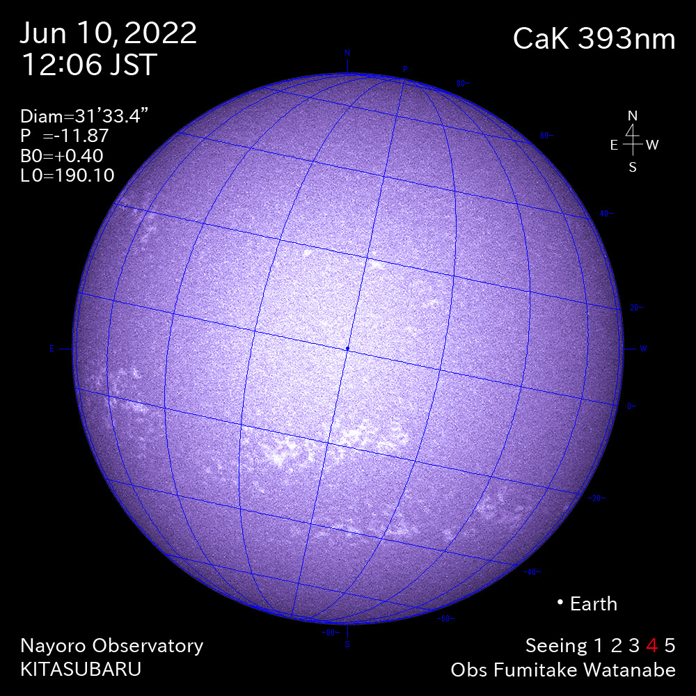 2022年6月10日CaK波長の太陽