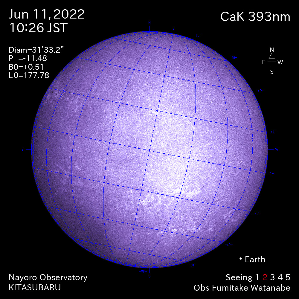 2022年6月11日CaK波長の太陽