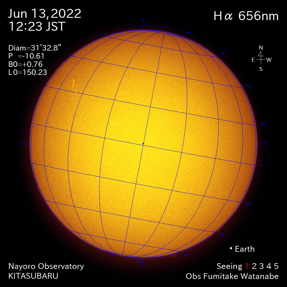 2022年6月13日Ha波長の太陽
