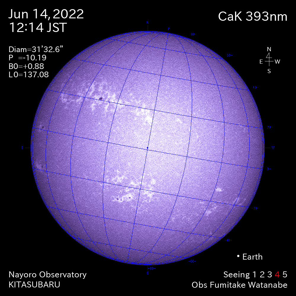 2022年6月14日CaK波長の太陽