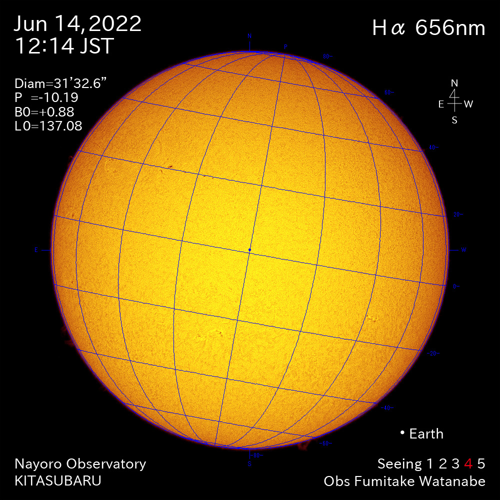 2022年6月14日Ha波長の太陽