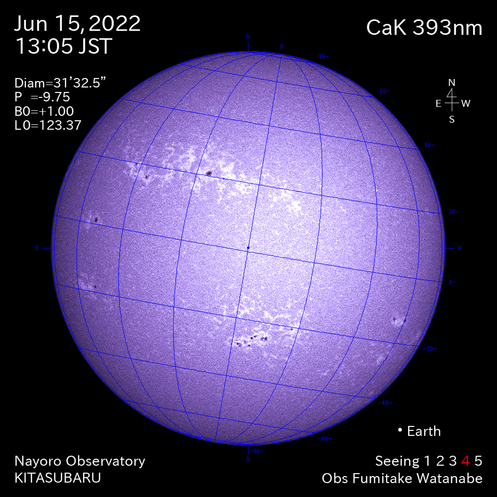 2022年6月15日CaK波長の太陽