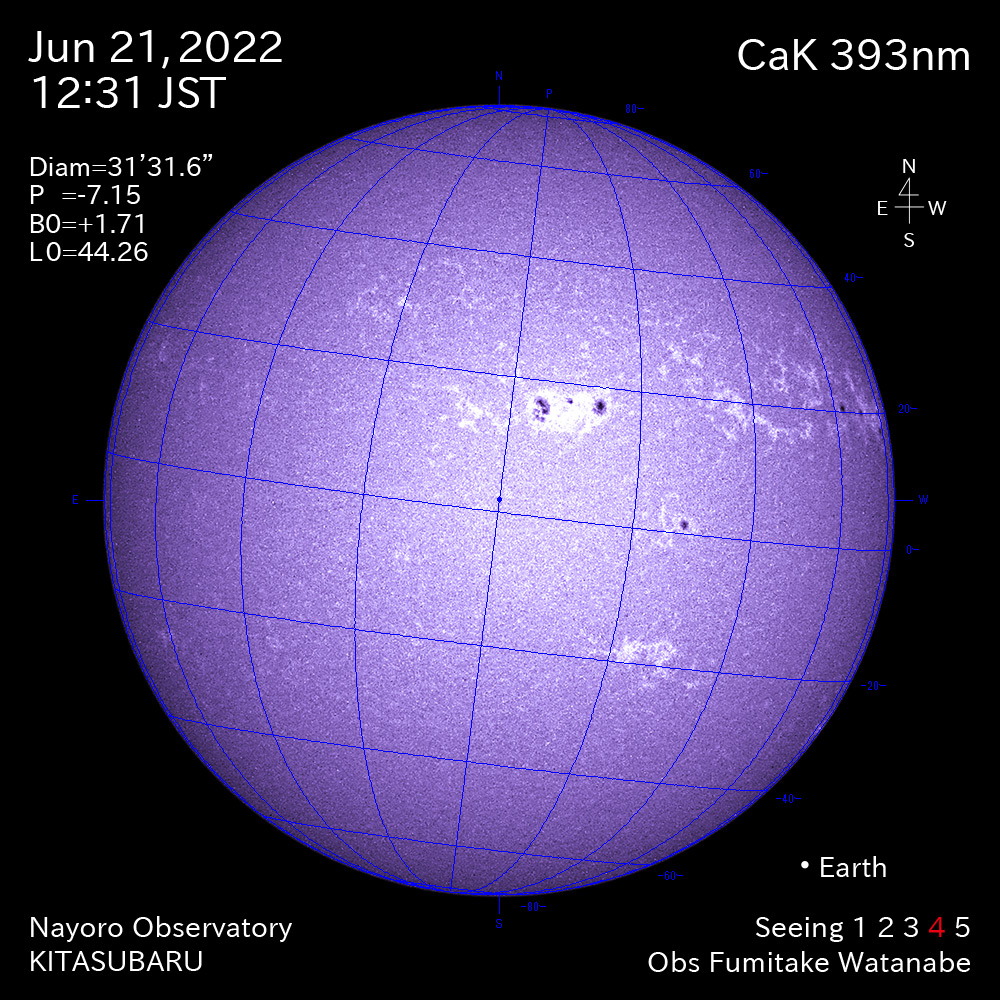 2022年6月21日CaK波長の太陽