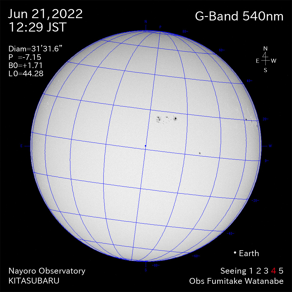2022年6月21日540nm波長の太陽