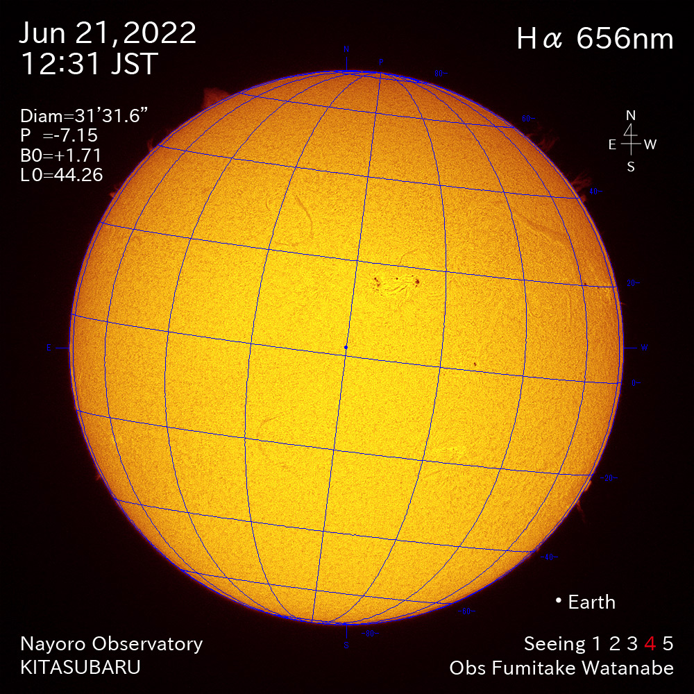 2022年6月21日Ha波長の太陽