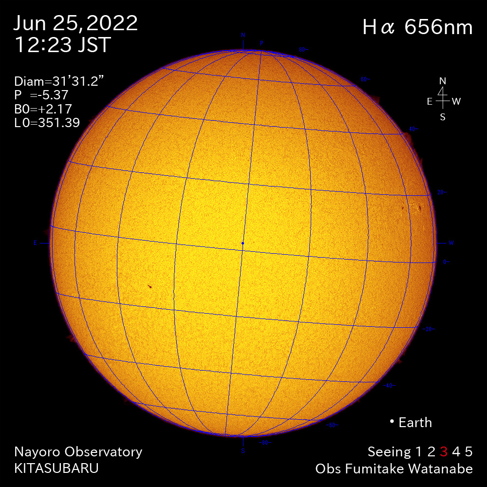 2022年6月25日Ha波長の太陽