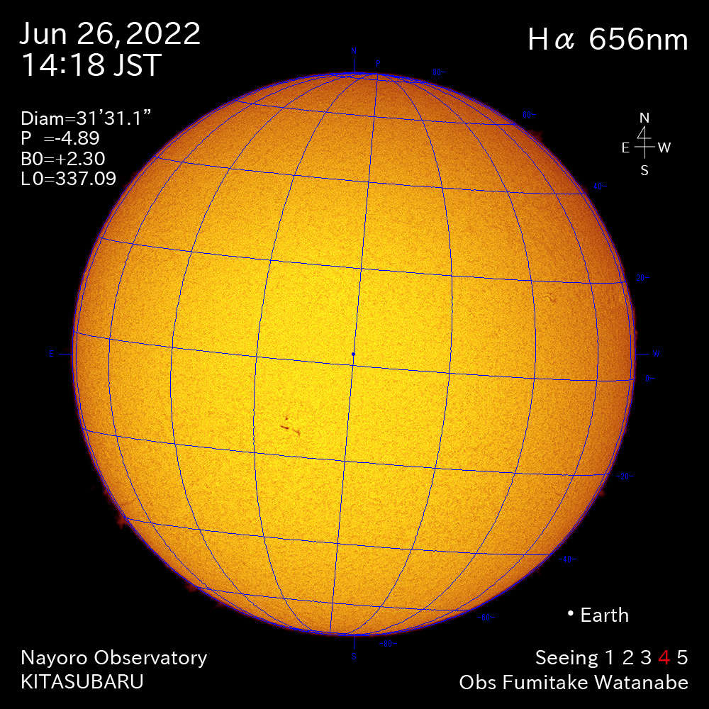 2022年6月26日Ha波長の太陽