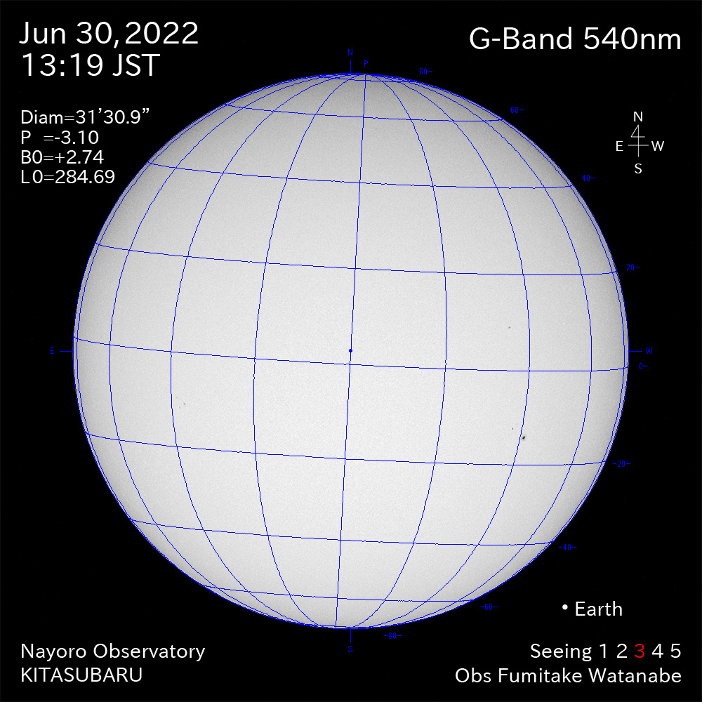 2022年6月30日540nm波長の太陽