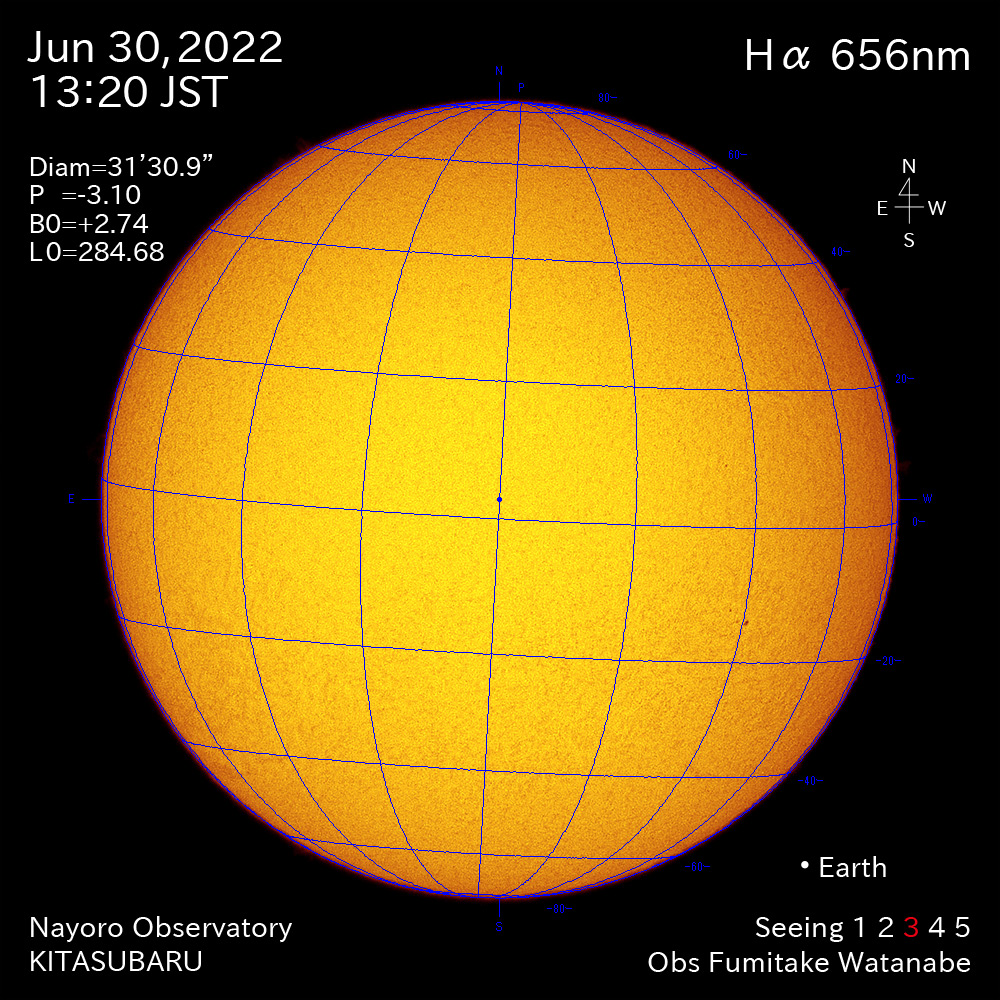 2022年6月30日Ha波長の太陽