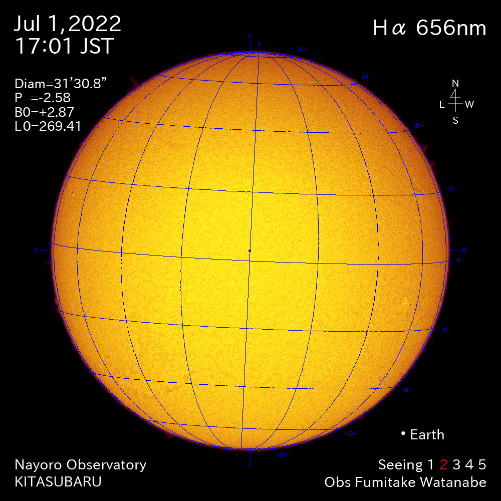 2022年7月1日Ha波長の太陽