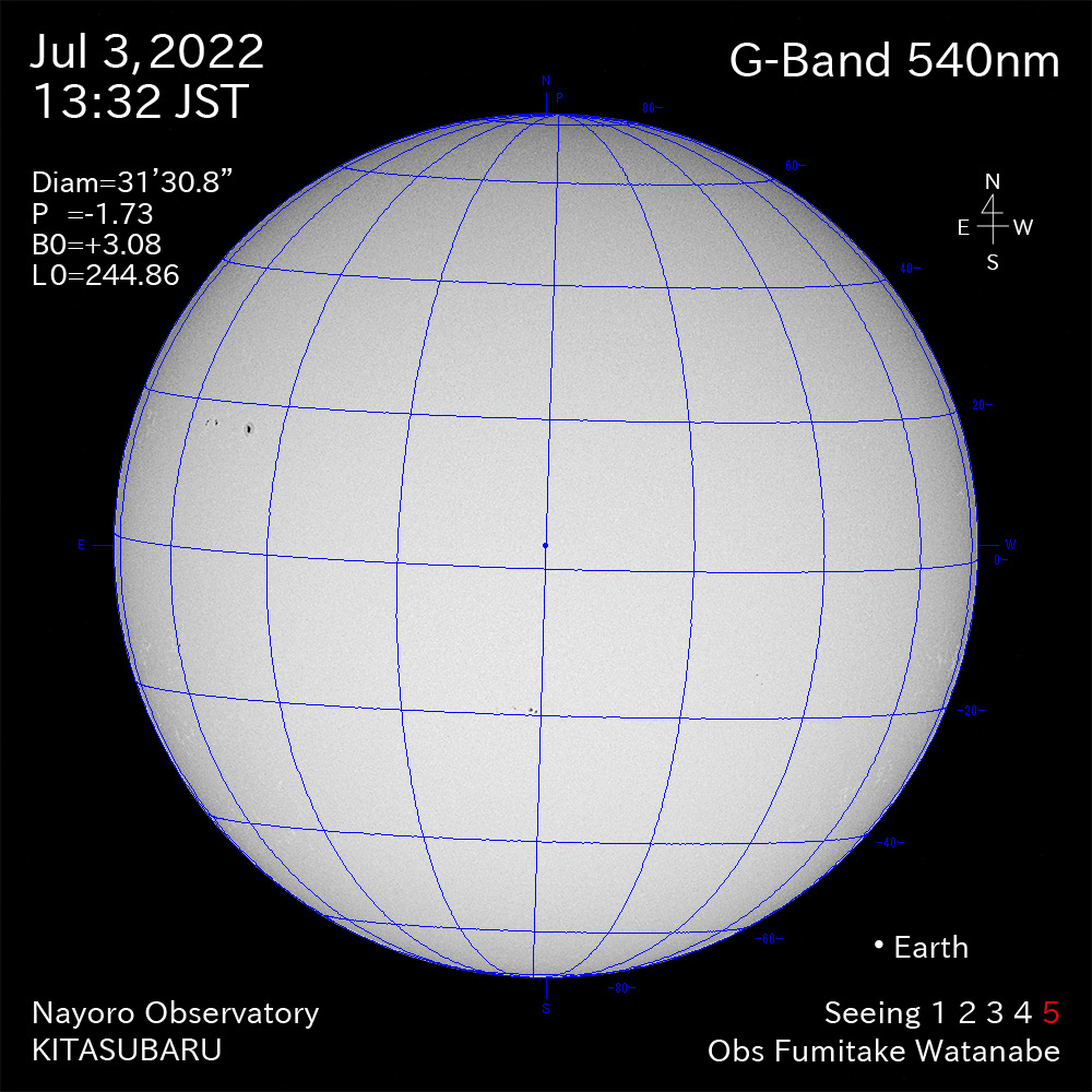 2022年7月3日540nm波長の太陽