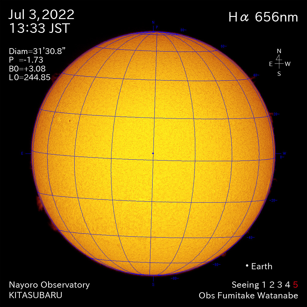2022年7月3日Ha波長の太陽