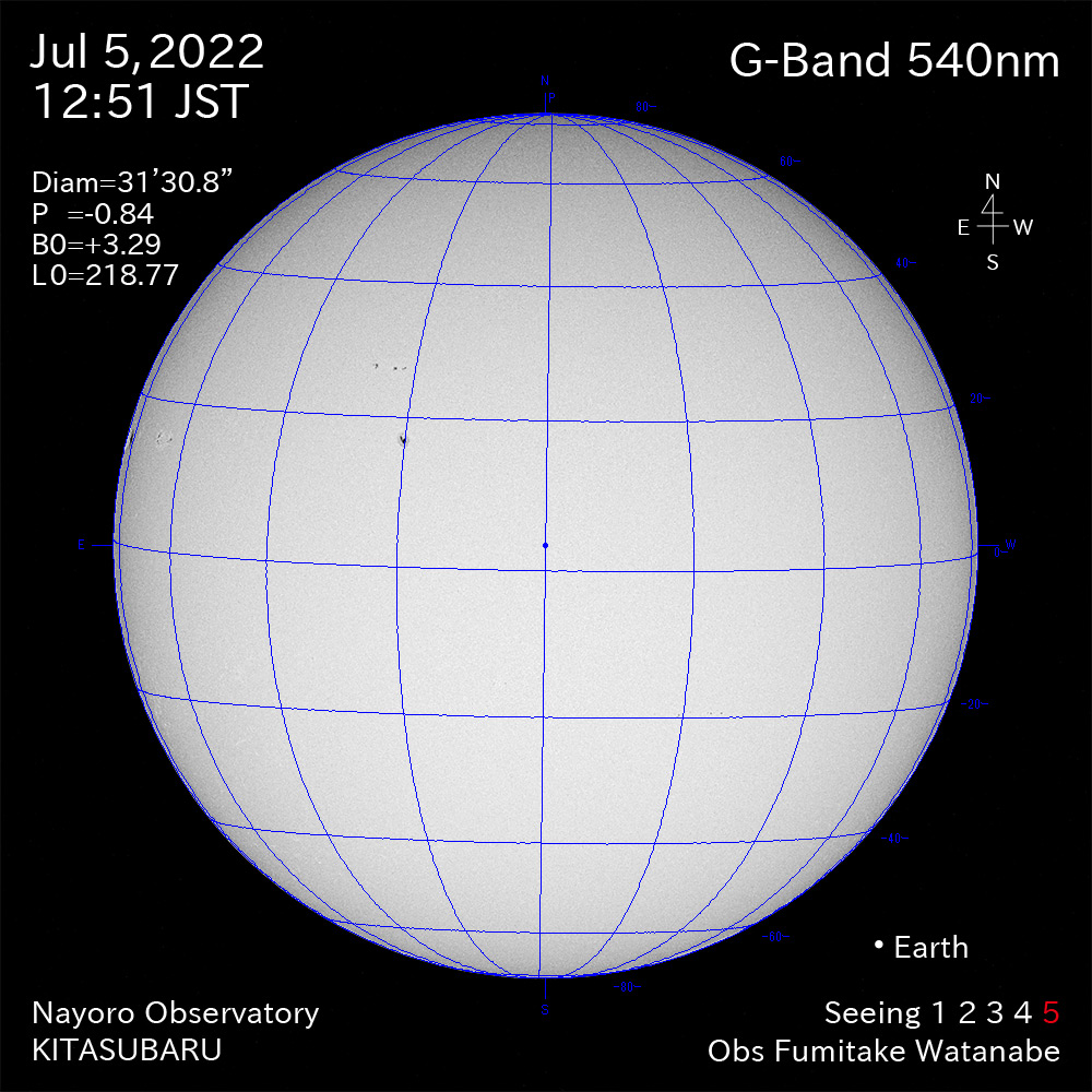 2022年7月5日540nm波長の太陽