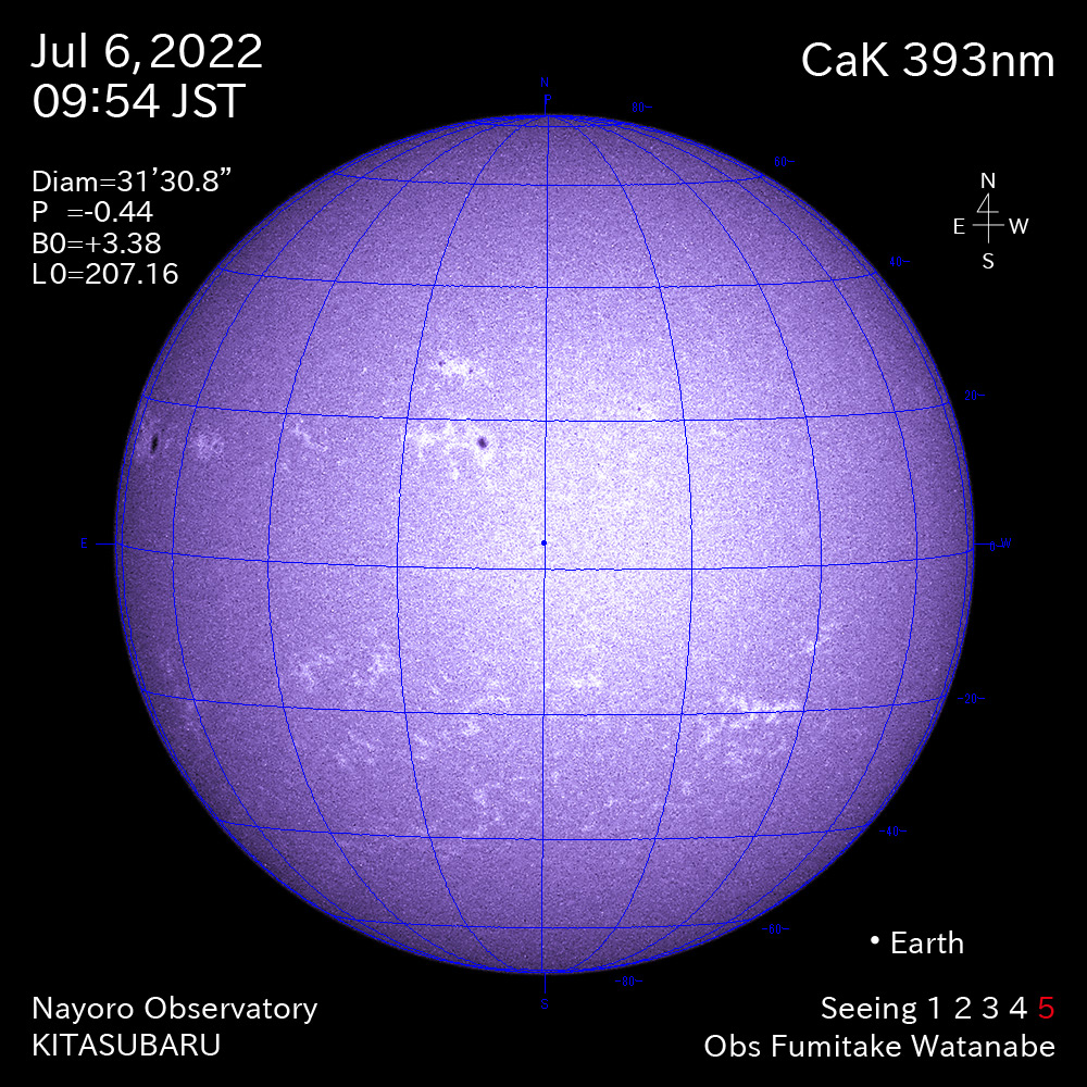 2022年7月6日CaK波長の太陽