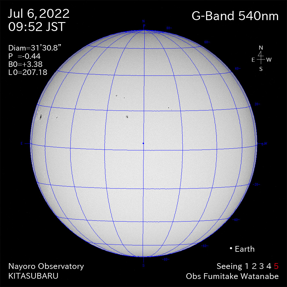 2022年7月6日540nm波長の太陽