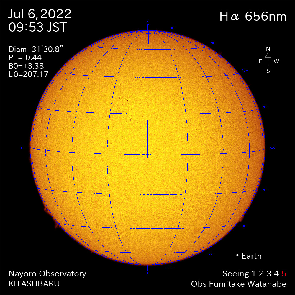 2022年7月6日Ha波長の太陽