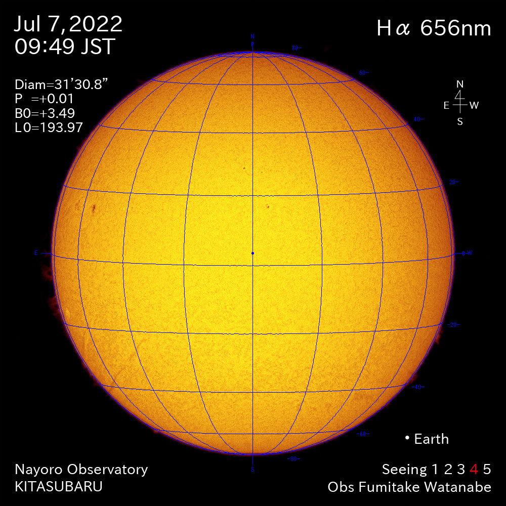 2022年7月7日Ha波長の太陽