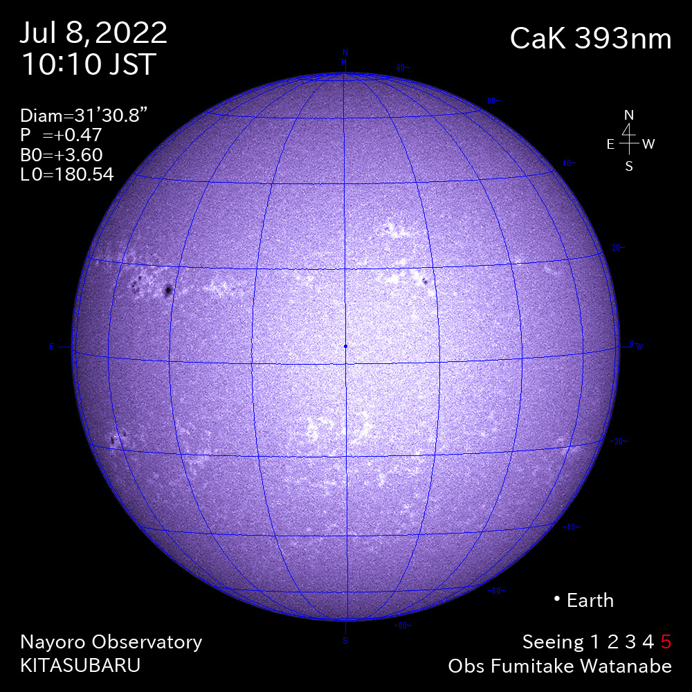 2022年7月8日CaK波長の太陽