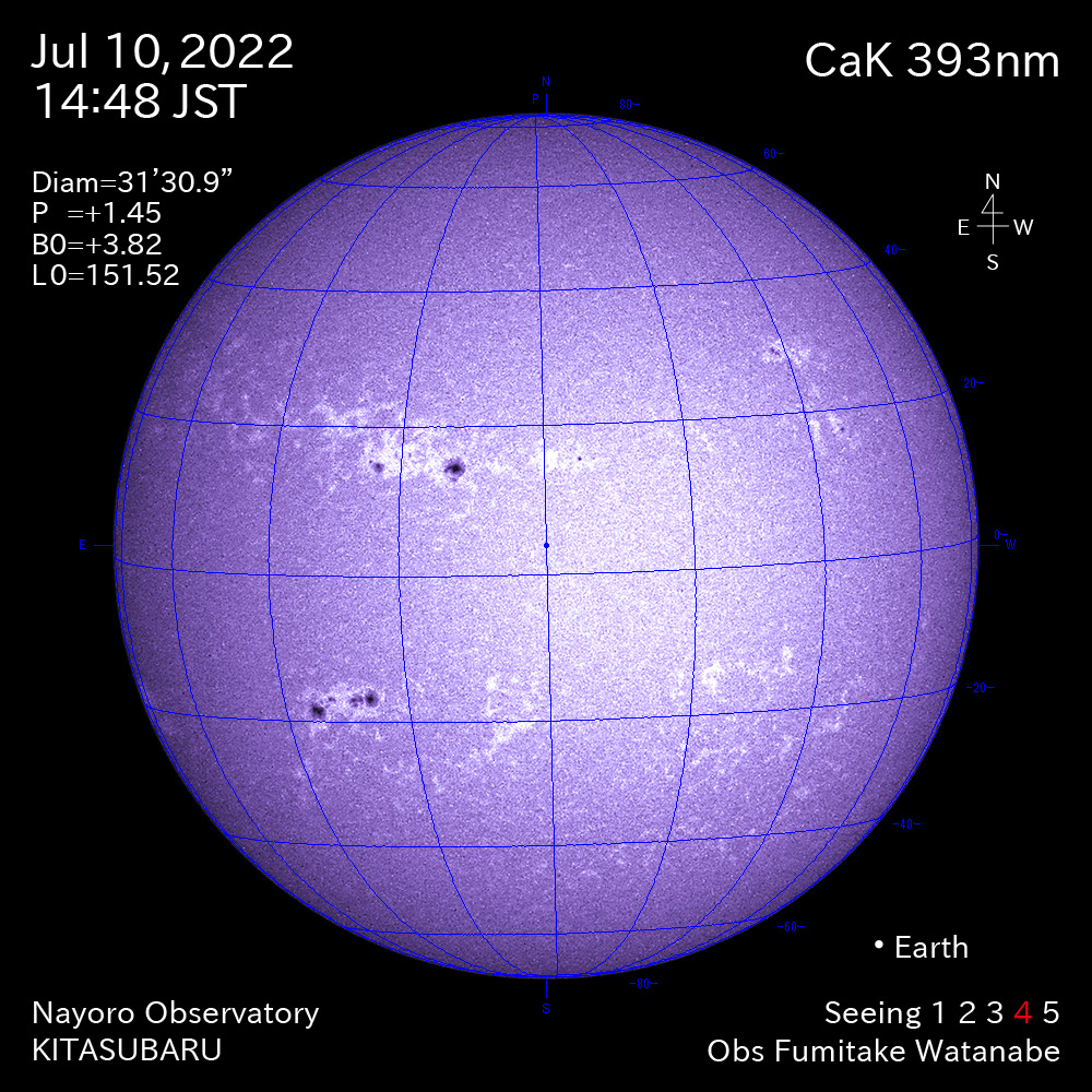 2022年7月10日CaK波長の太陽