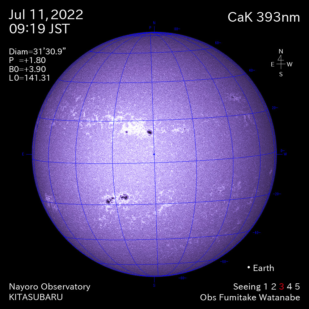 2022年7月11日CaK波長の太陽