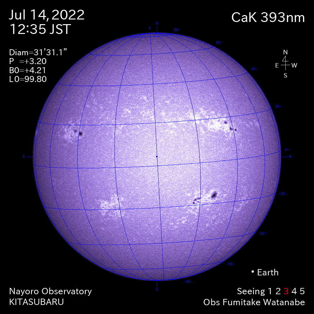 2022年7月14日CaK波長の太陽