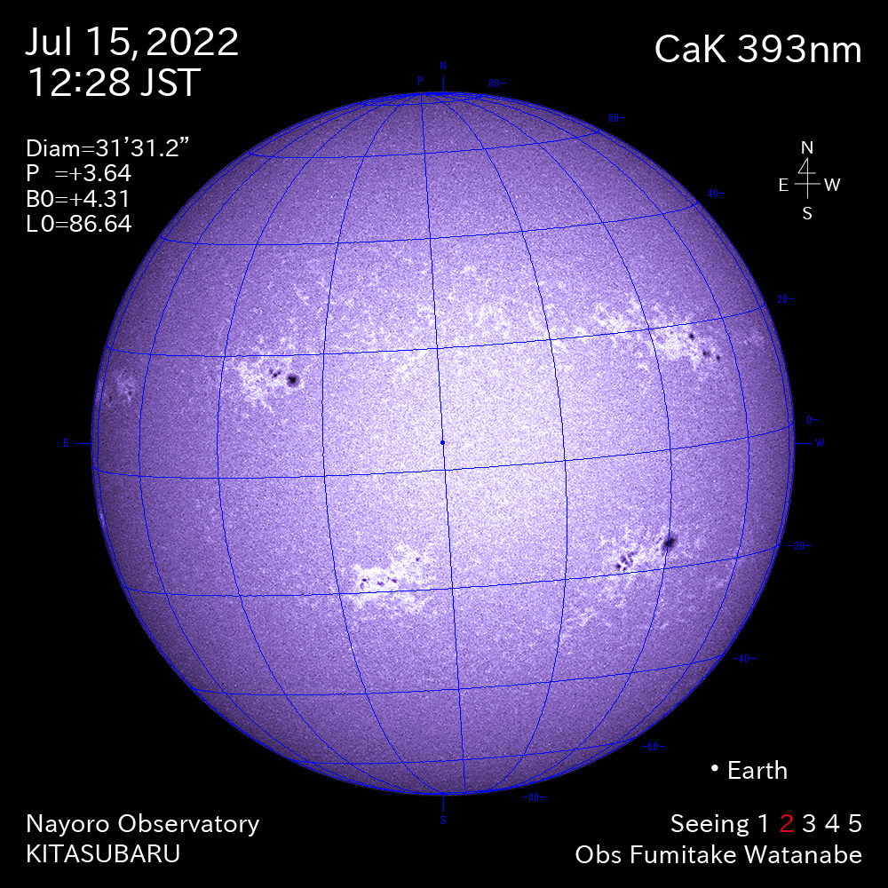 2022年7月15日CaK波長の太陽
